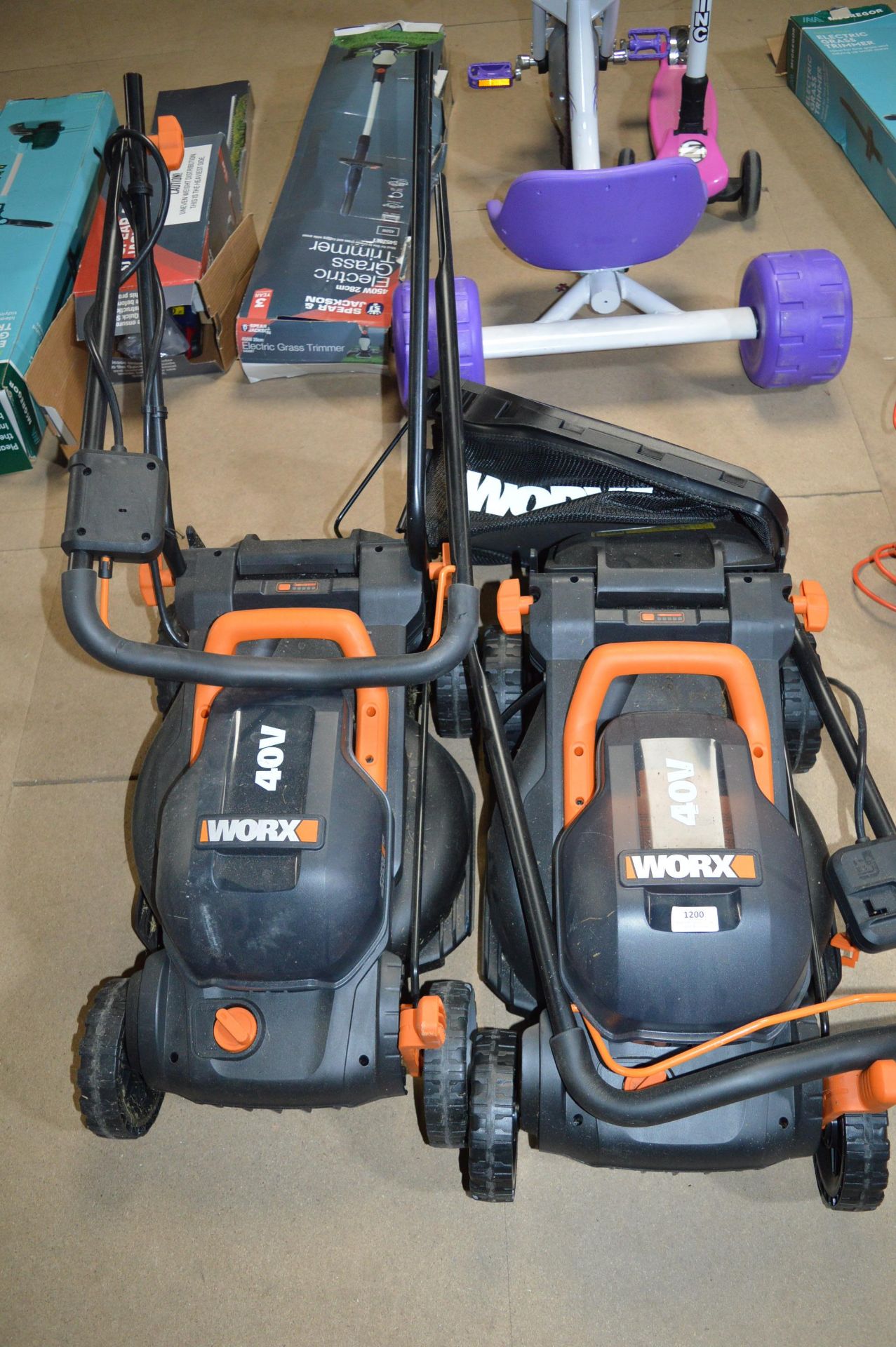 Two Worx Cordless Lawnmowers (no batteries)