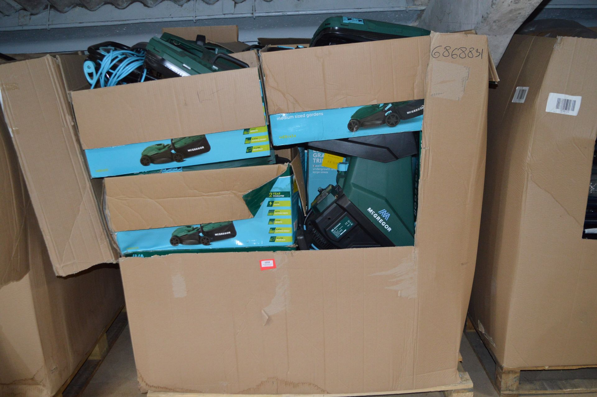 Pallet Containing ~10 McGregor Lawnmowers (salvage)