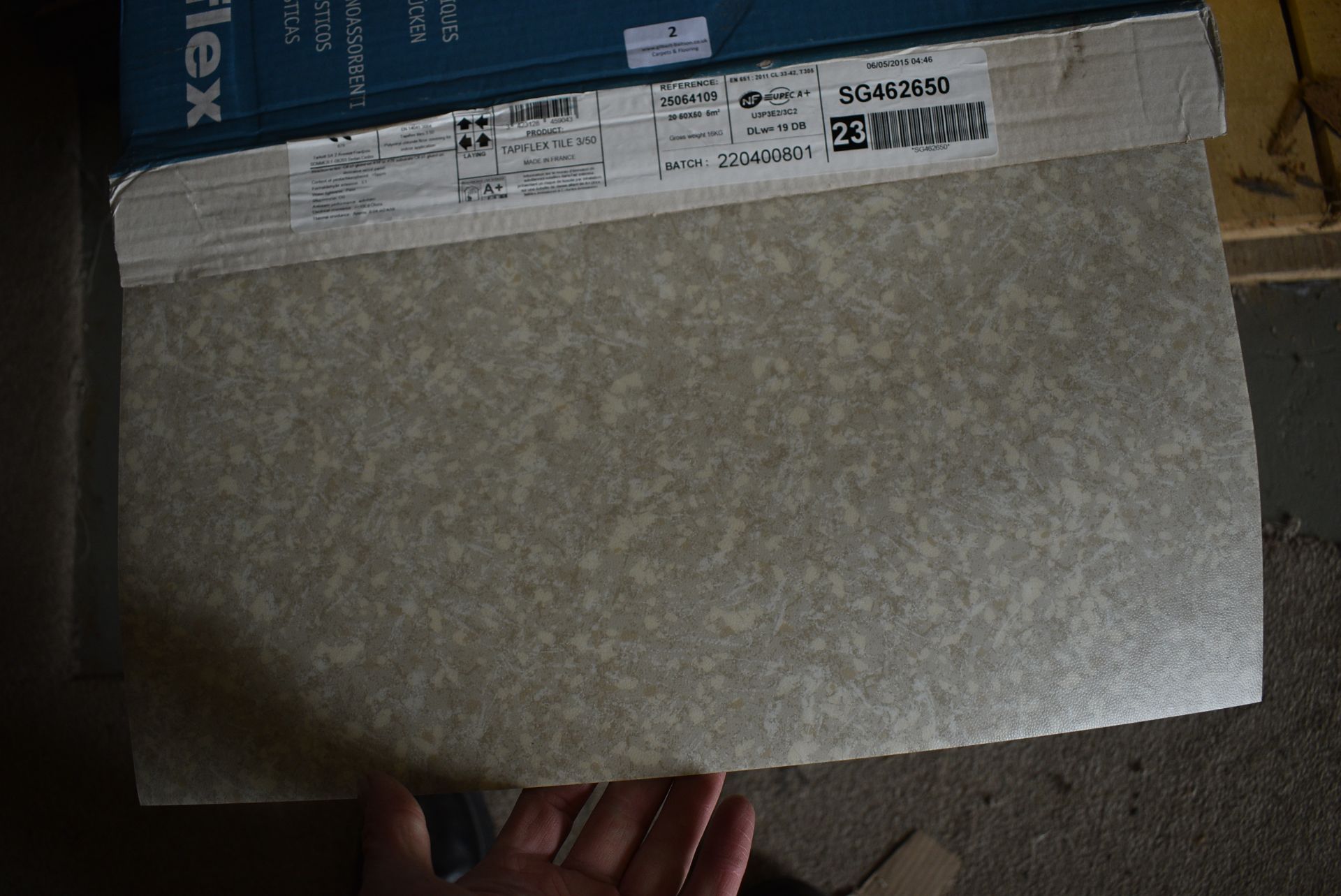 Five Boxes of 20 Acoustic Vinyl Tiles in Light Grey 50x50cm