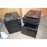 Two Black Two Drawer Storage Cabinets on Wheels
