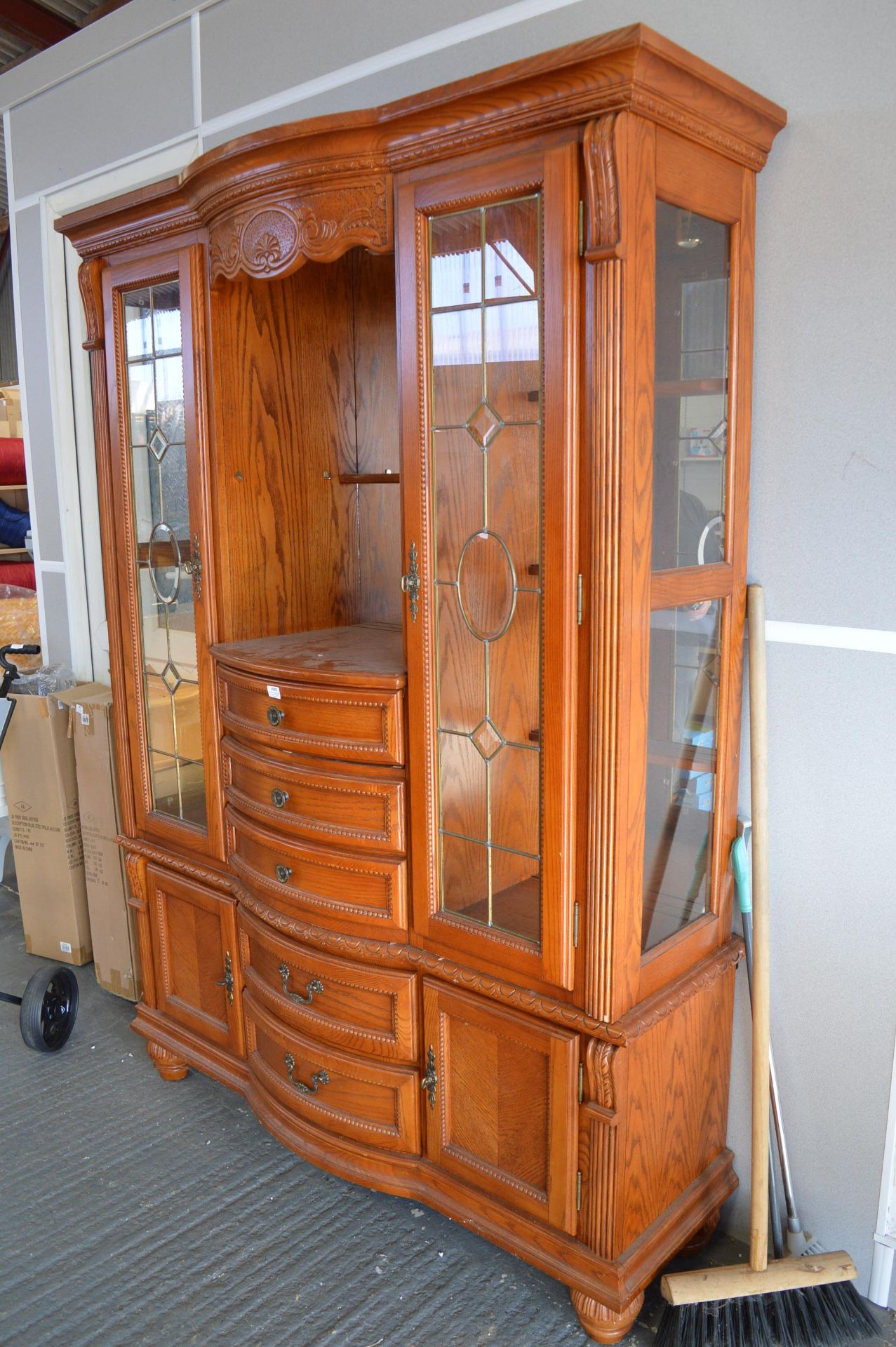 Mirrored Display Cabinet with Five Bow Fronted Drawers 210cm tall - Image 2 of 2
