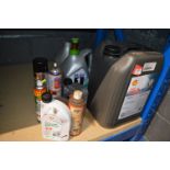 Various Fluids and Oils Including 25L Tub of Shell HX7 10W-40 Diesel Engine Oil, etc.
