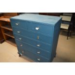 Blue Painted Two over Four Chest of Drawers
