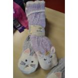 *Two Pairs of Jane & Bleecker Unicorns & Cats Design Slipper Socks