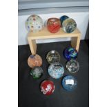 Twelve Glass Paperweights Including Caithness etc.