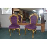 Pair of Ornate Gilded Chairs with Purple Plush Uph