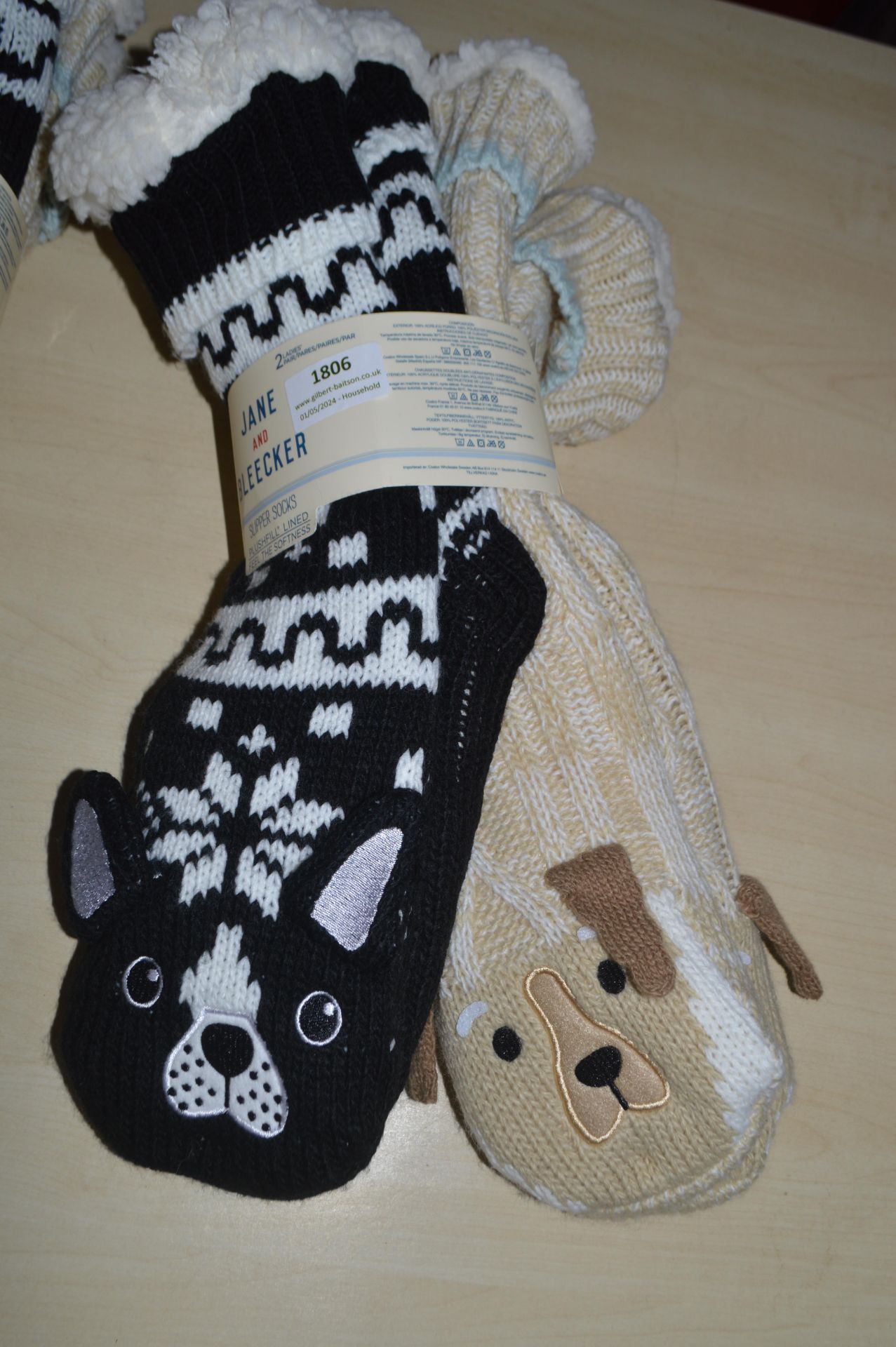 *Two Pairs of Jane & Bleecker Dog Design Slipper Socks