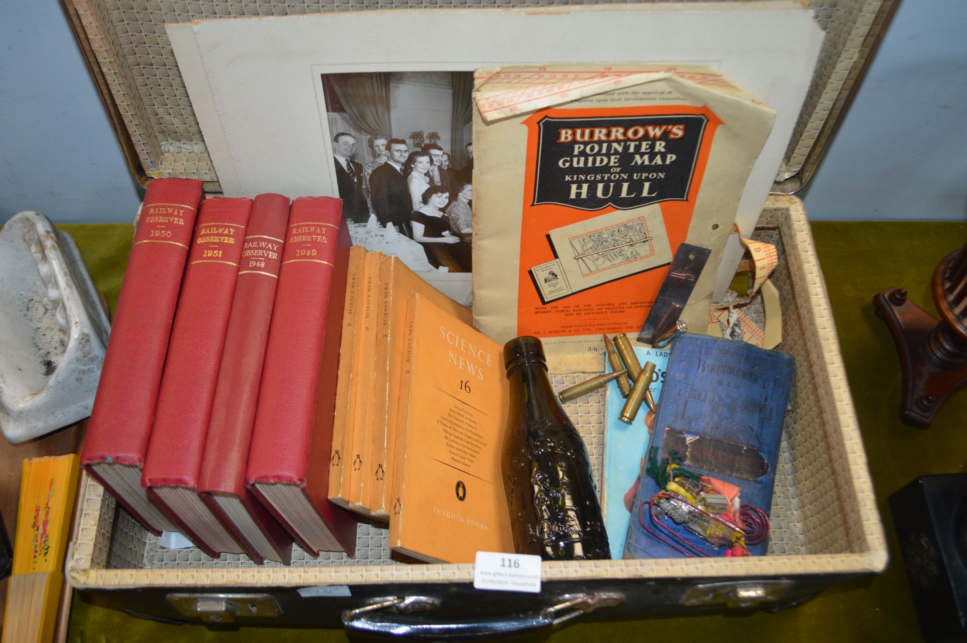 Vintage Case and Collectibles Including Railway Ob