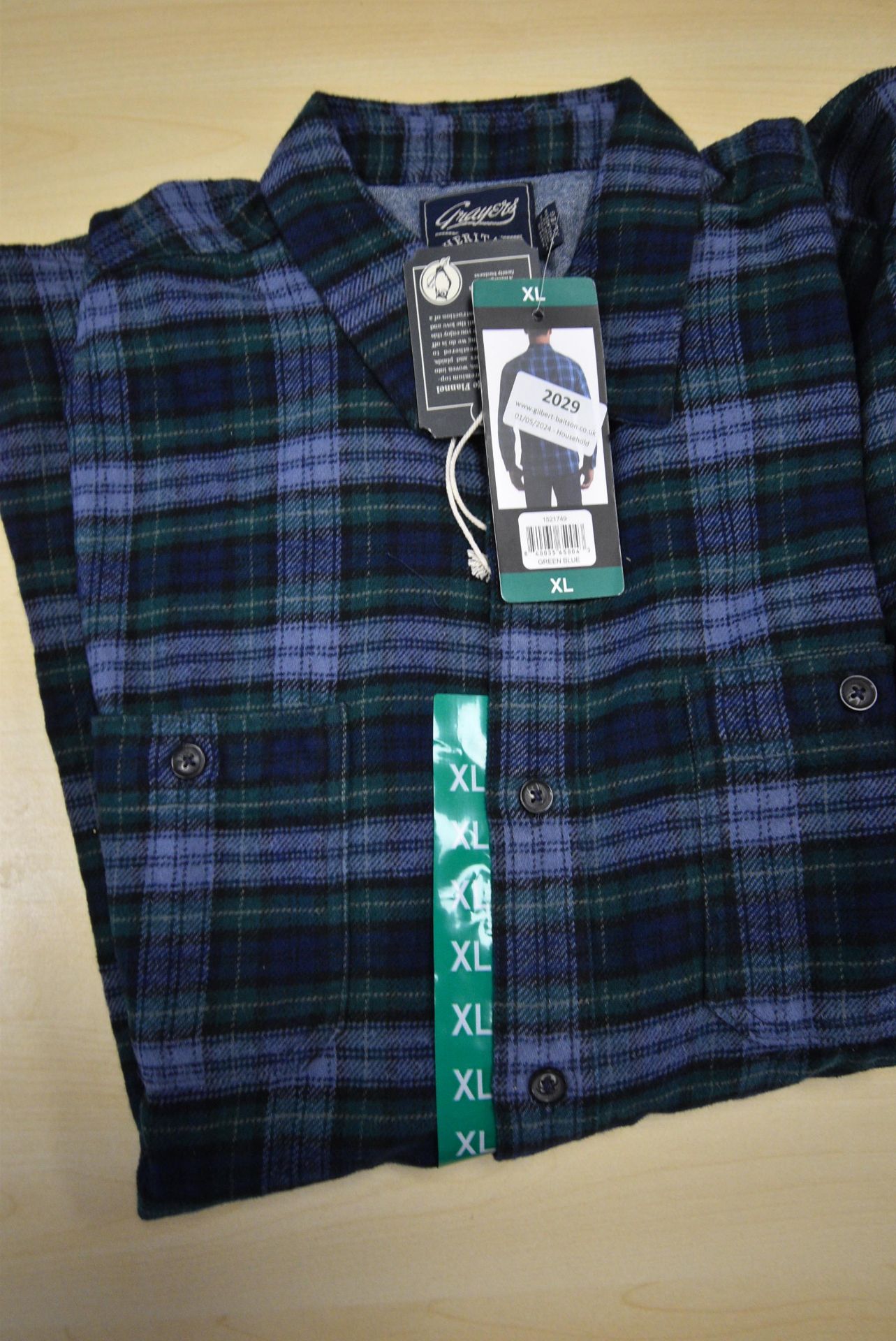 *Grayers Heritage Flannels Blue & Green Check Shirt Size: XL