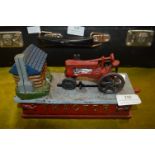 Reproduction Cast Iron Moneybox with Tractor Desig