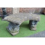 Small Concrete Semicircular Garden Bench