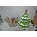 Pottery Christmas Tree and a 1970's Shelf Dragon