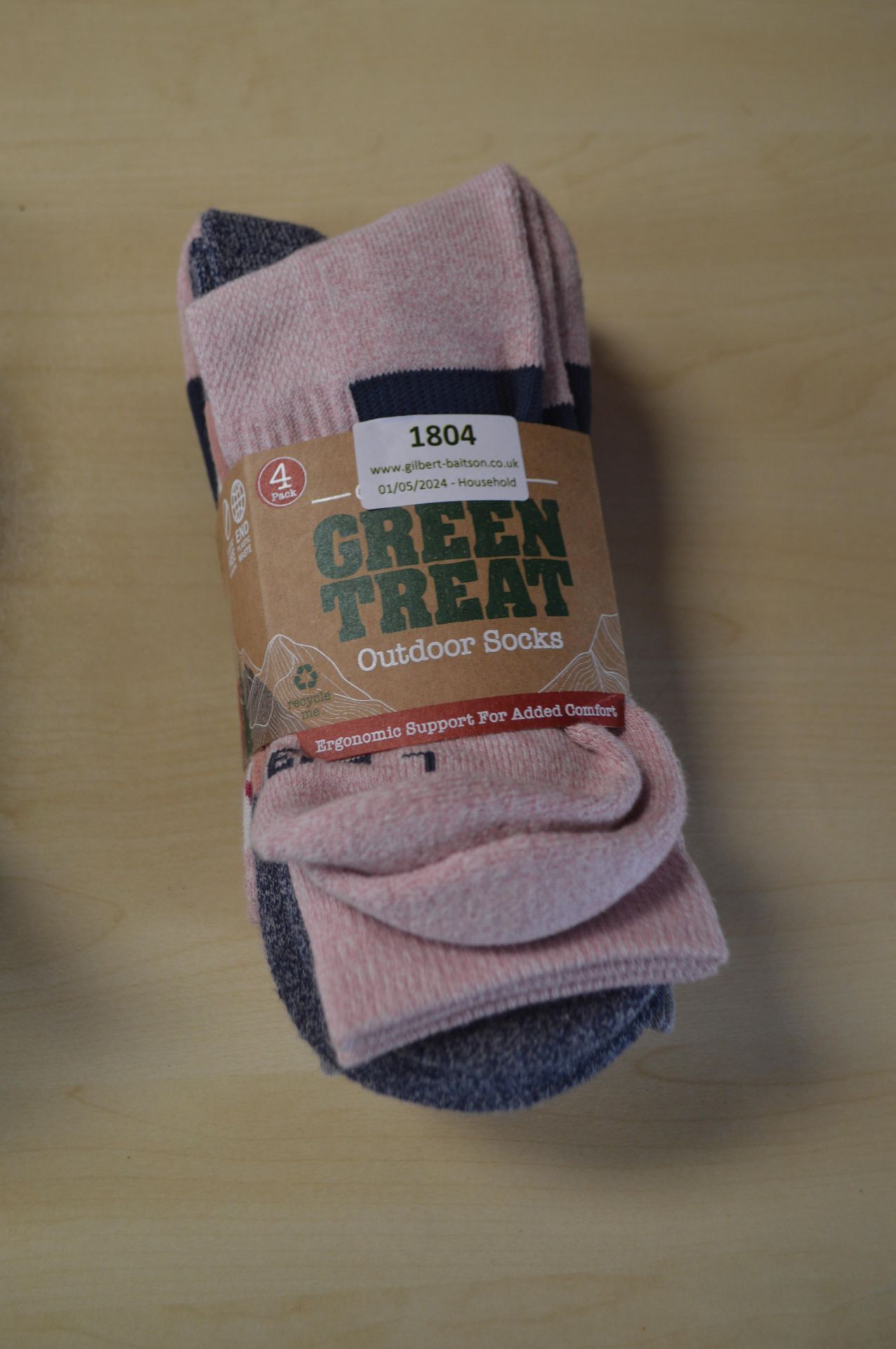 *Four Pairs of Green Treat Outdoor Socks Size: 4-8