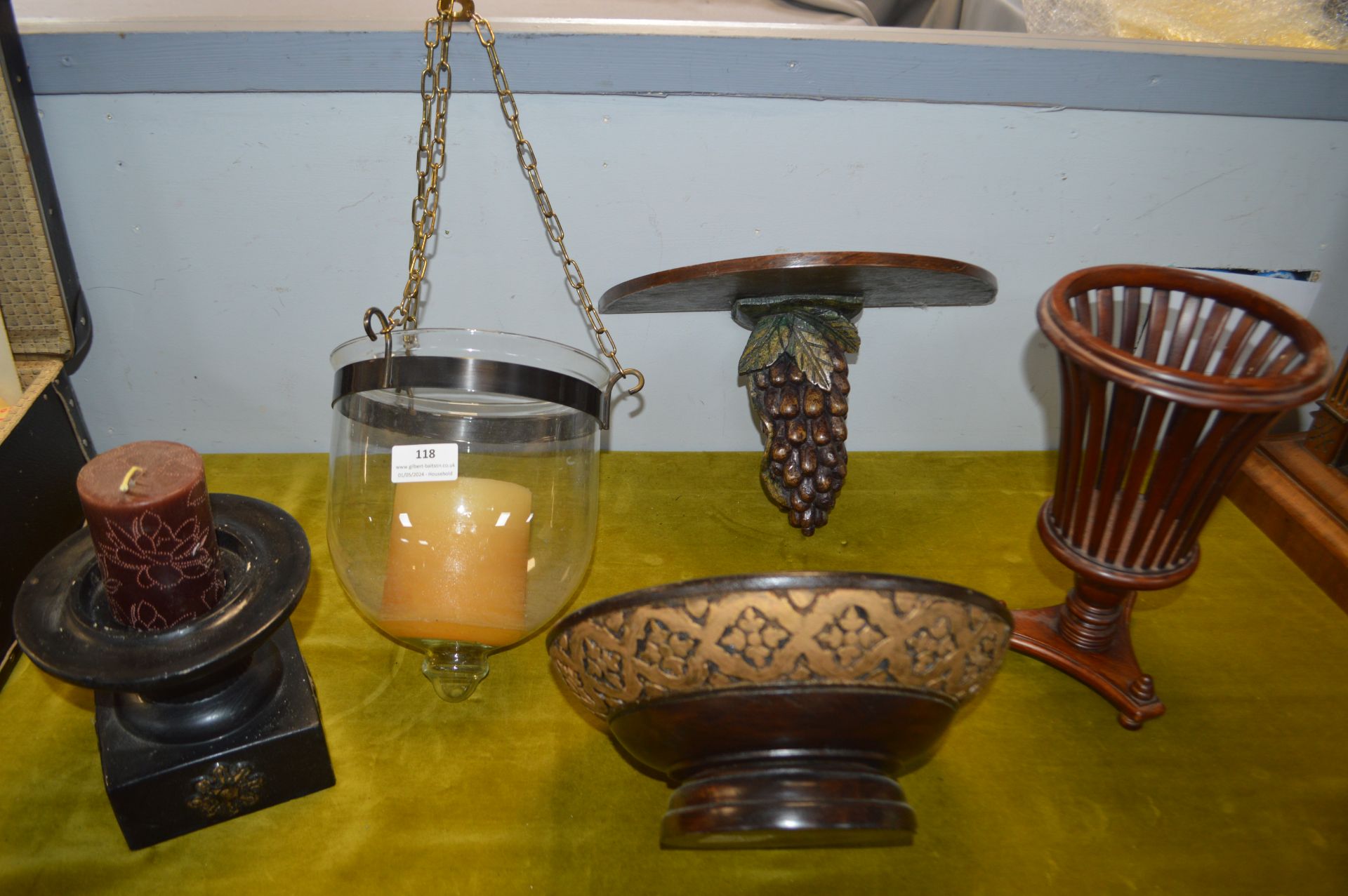 Candle Lantern, Wall Brackets, and Decorative Item
