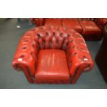 Red Leather Chesterfield Armchair (matching lot 41