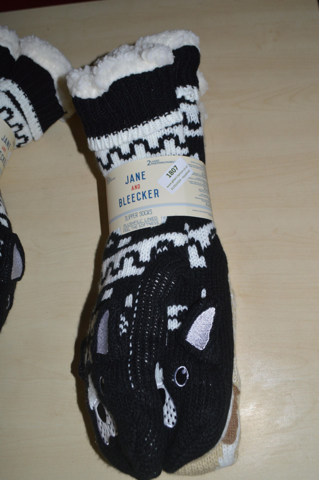 *Two Pairs of Jane & Bleecker Dog Design Slipper Socks