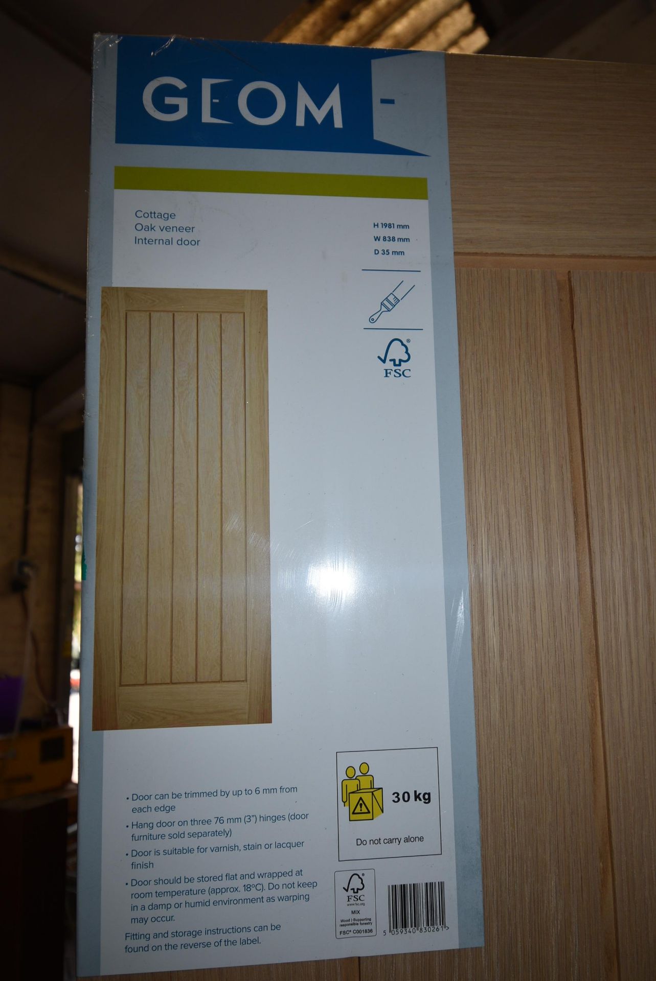 *Oak Veneer Paneled Door 838x1981mm