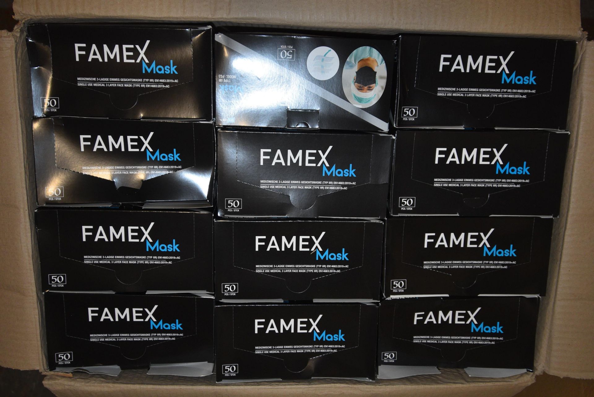 Thirty Boxes of 50 Famex Face Masks Type IIR Model