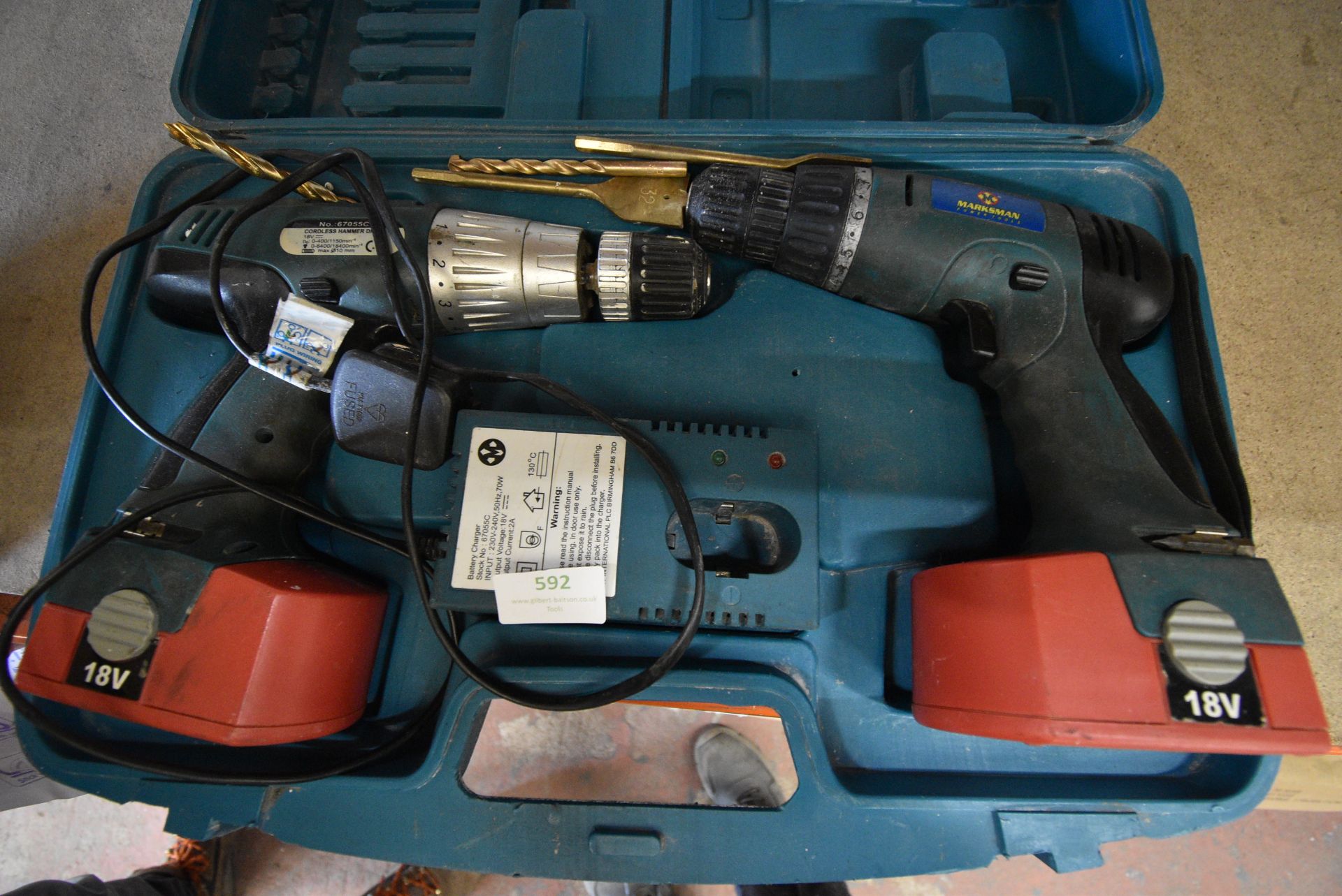 Case of Two 18v Battery Drills with Charger