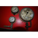 Three Vintage Pressure Gauges