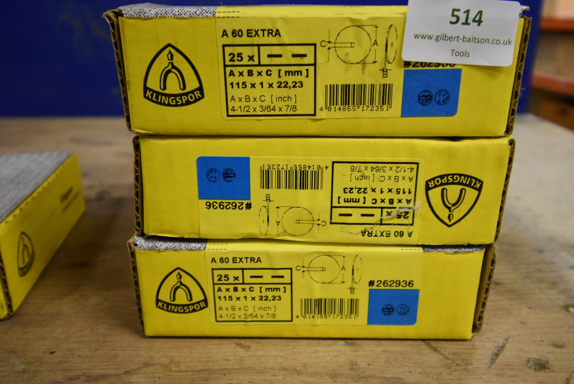Three Boxes of 25 Slitting Discs 115x1x22.23mm