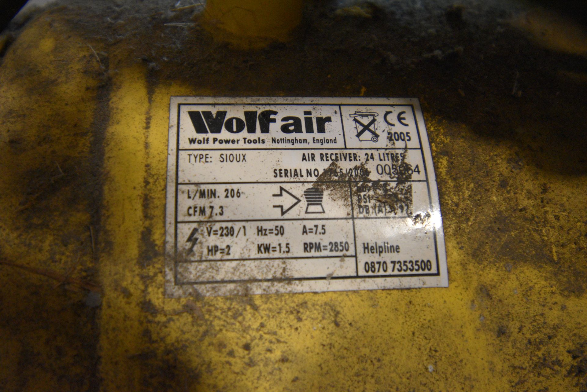 Wolf Air 24L Air Compressor Type Sioux - Image 2 of 2