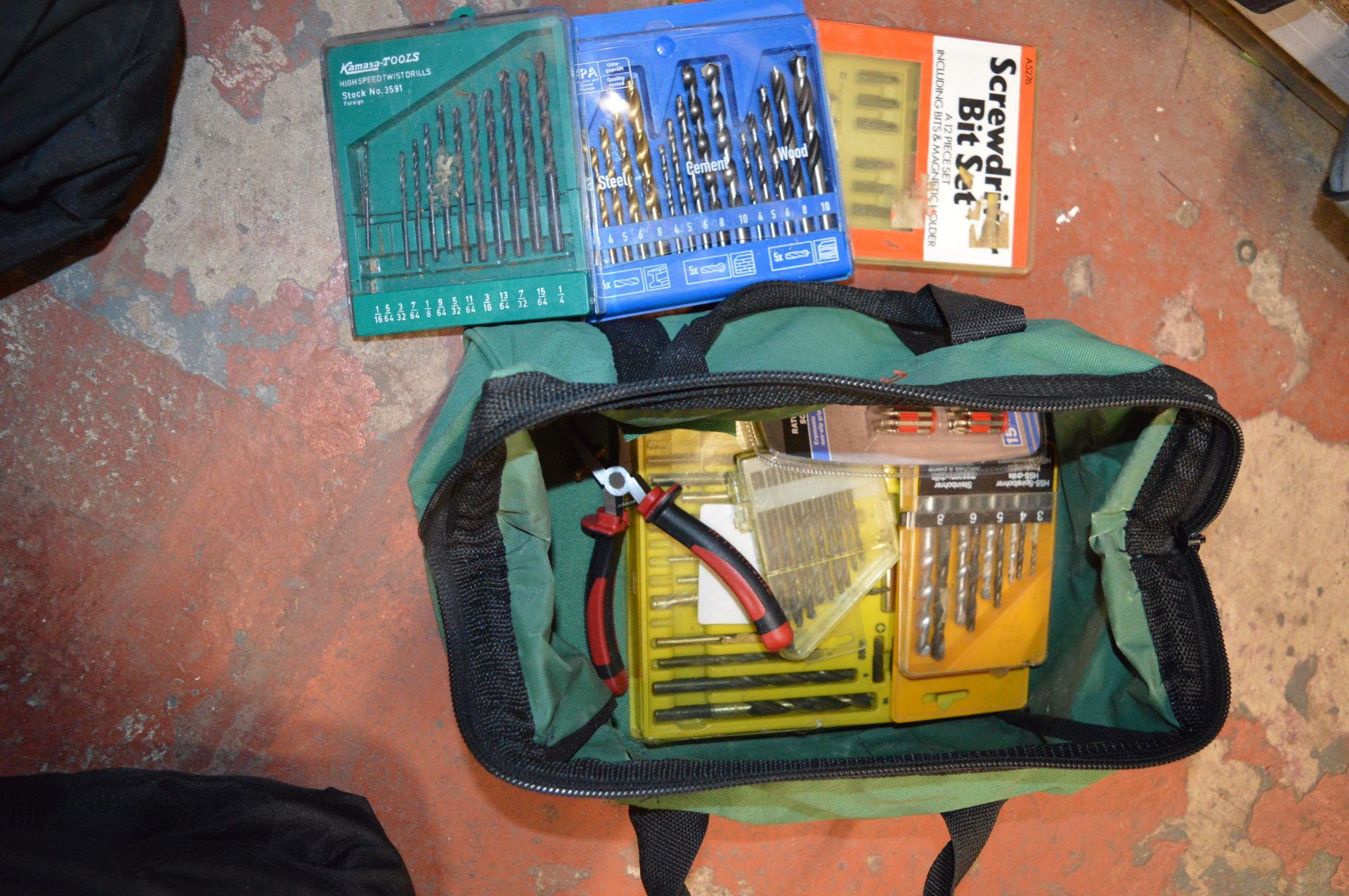 Toolbag Containing a Quantity of Drill Bits