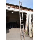 Thirty-Two Rung Extending Wooden Ladder
