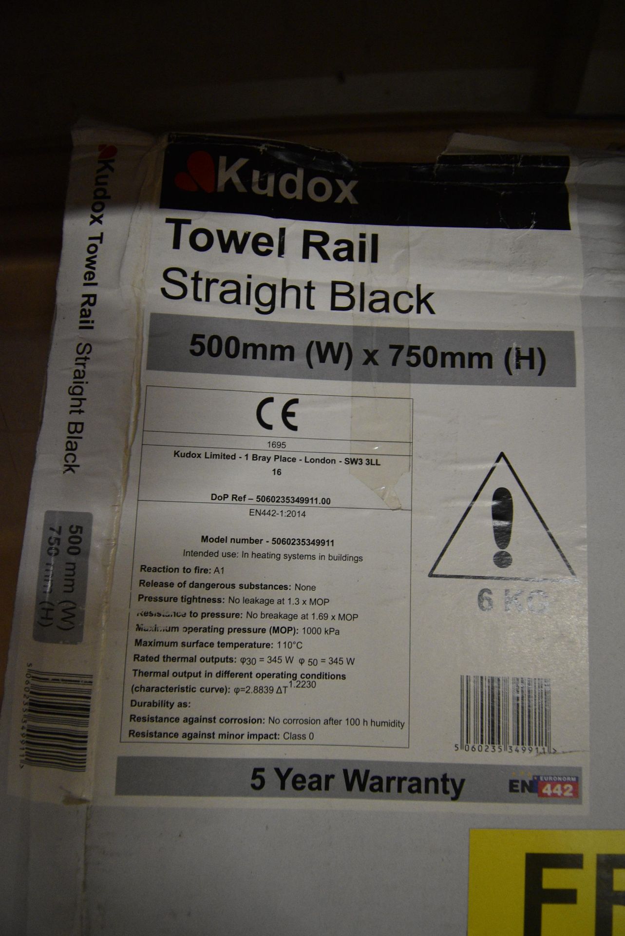 *Straight Black Towel Rail