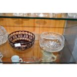 Four Cut Glass Lead Crystal Fruit Bowls