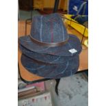 Four Hawkins Gent's Tweed Hats Sizes: 58, 59, & 60