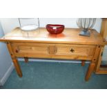 Solid Pine Two Drawer Console Table (Glasswear not included)