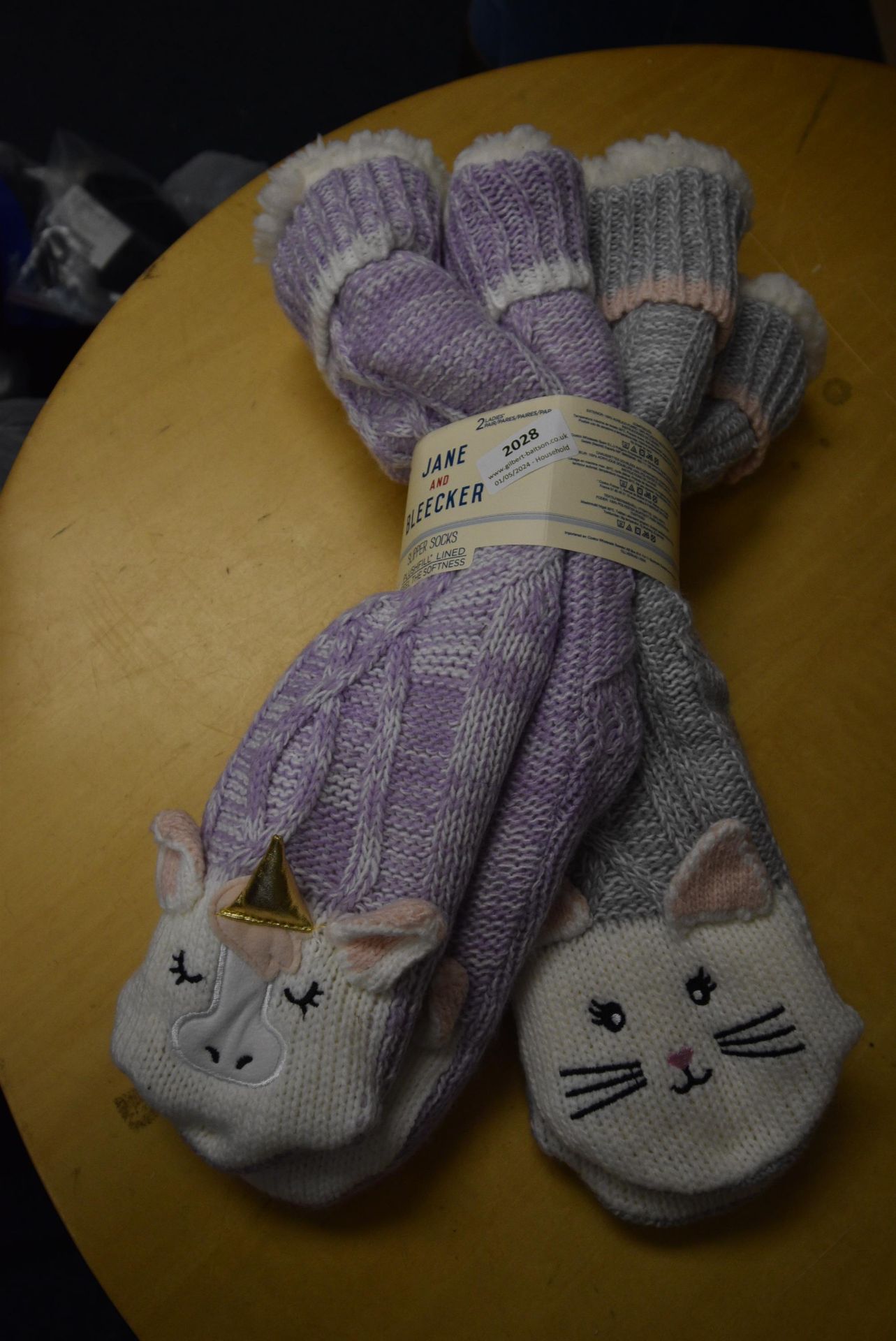 *Two Pairs of Jane & Bleecker Unicorn & Cat Slipper Socks