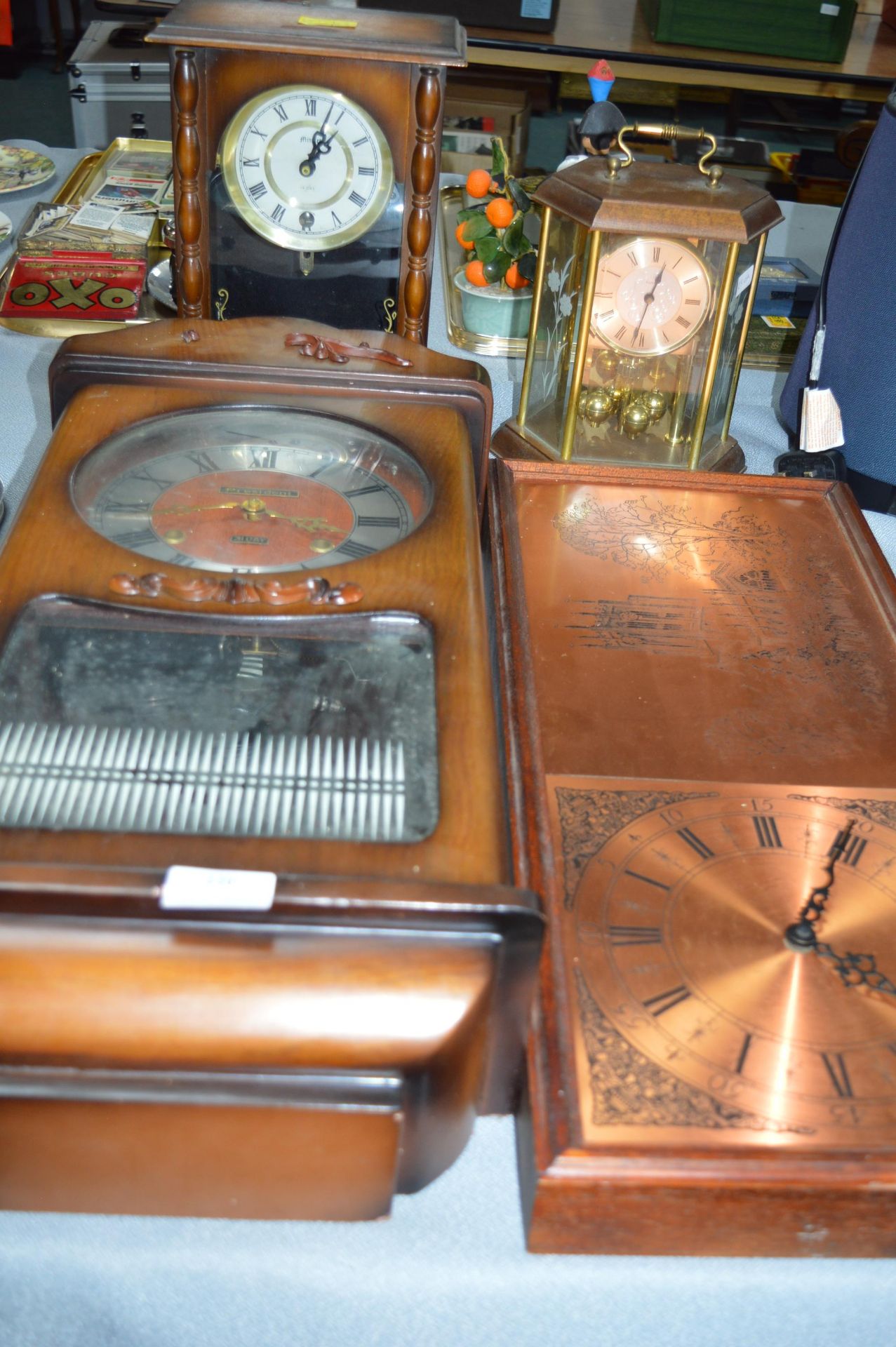 Four Assorted Wall and Mantel Clocks