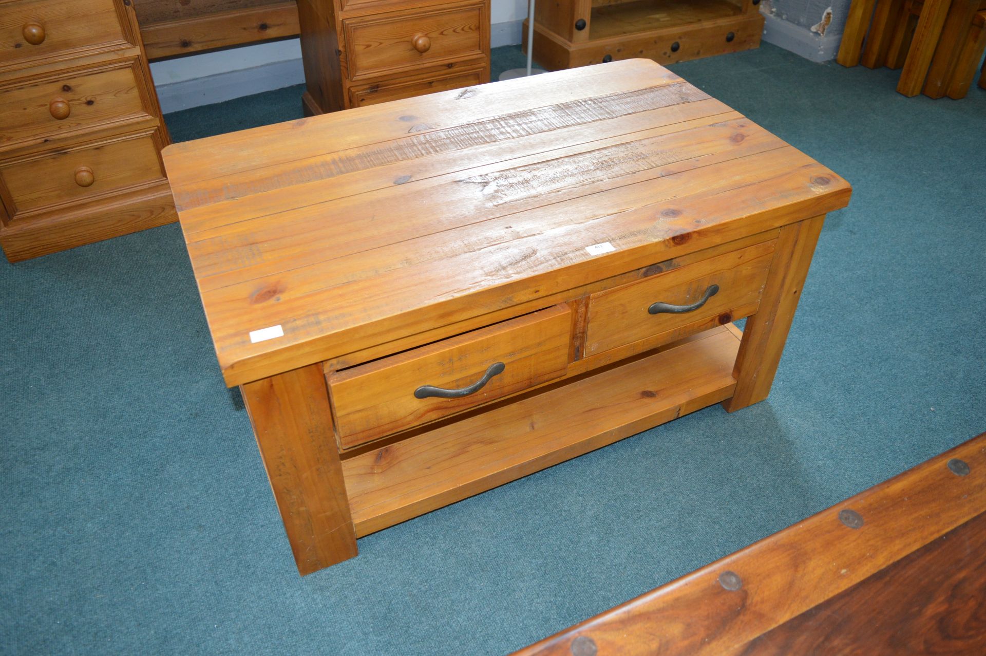 Solid Pine Two Drawer Coffee Table