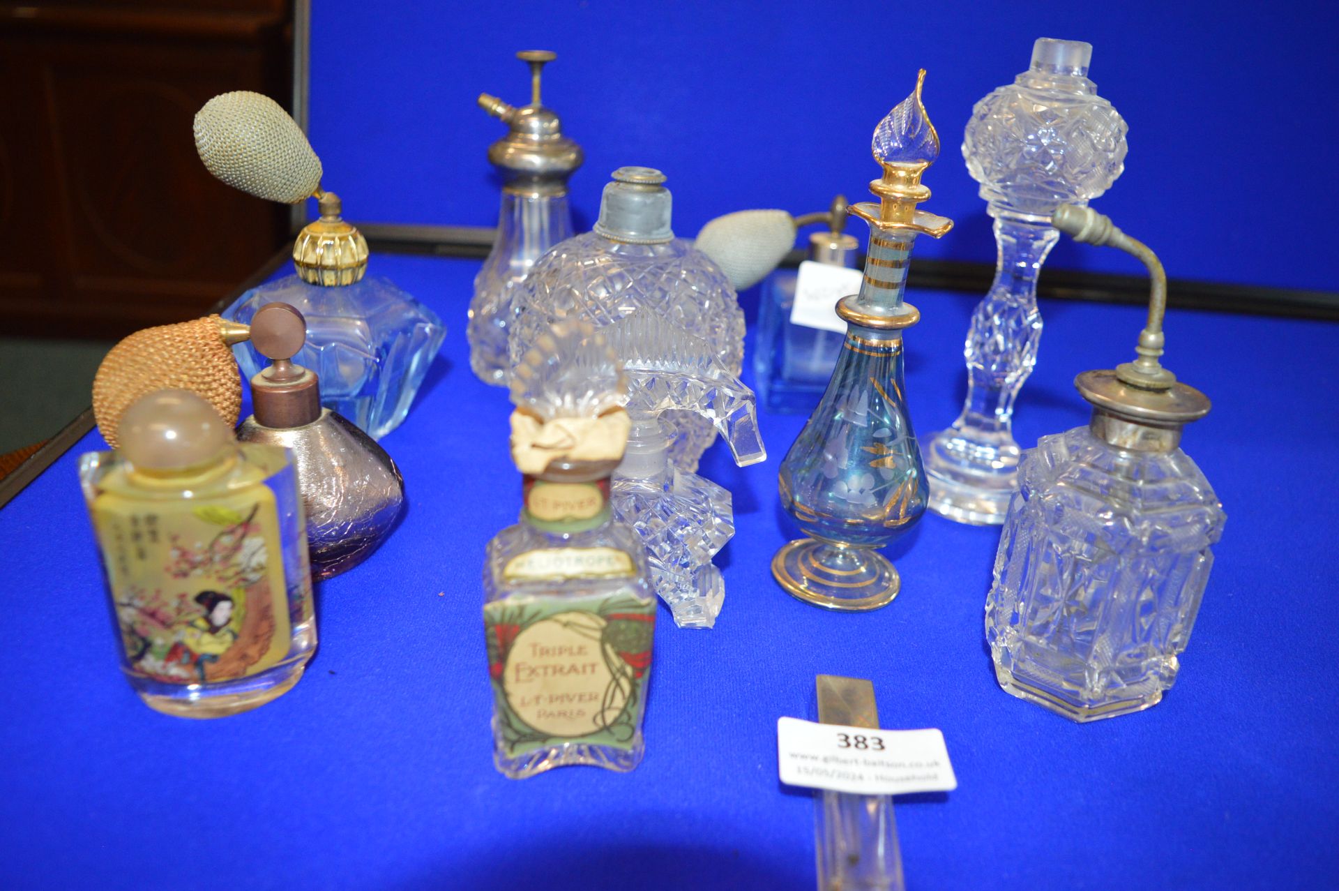 Twelve Vintage Glass Scent Bottles