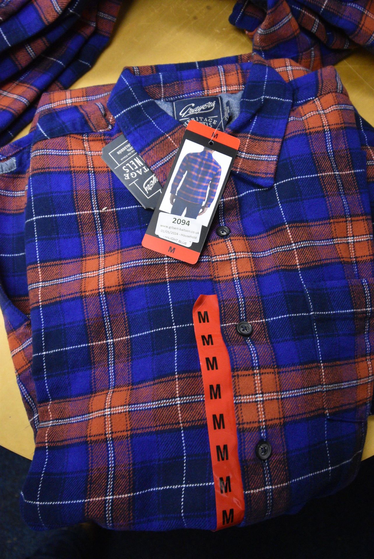 *Grayers Heritage Flannels Checked Shirt in Terracotta/Blue Size: M