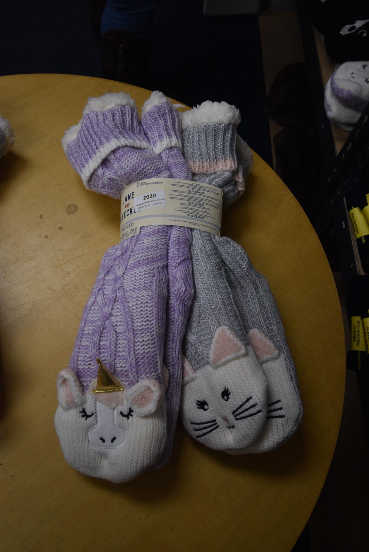 *Two Pairs of Jane & Bleecker Unicorn & Cat Slipper Socks