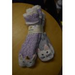 *Two Pairs of Jane & Bleecker Unicorn & Cat Slipper Socks