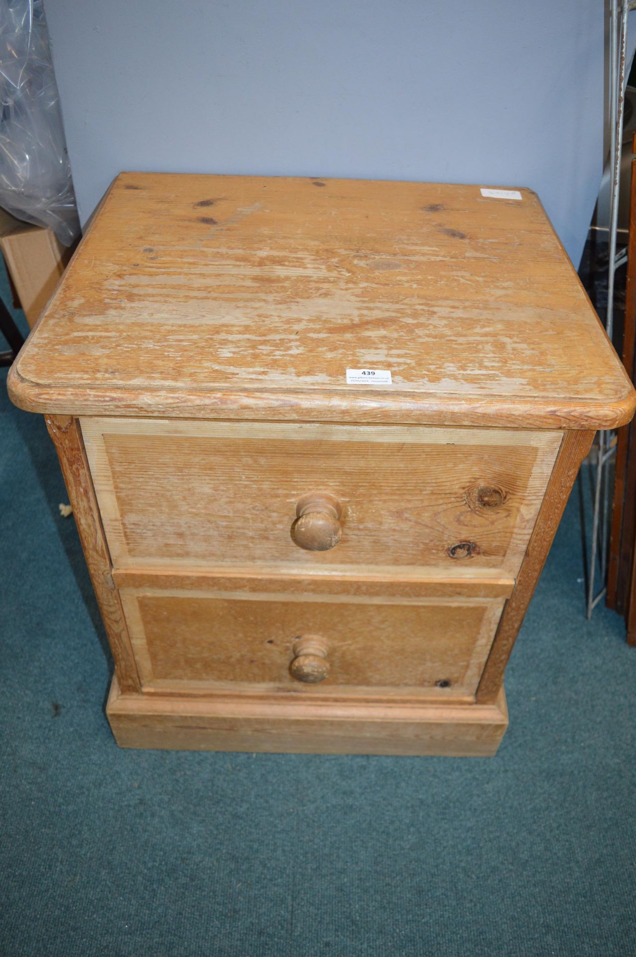 Solid Pine Two Drawer Bedside Cabinet
