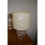 Cut Glass Lead Crystal Table Lamp with Cream Shade