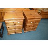 pair of Solid Pine Three Drawer Bedside Cabinets