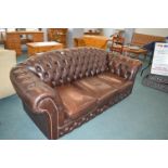 Burgundy Leather Chesterfield Three Seat Sofa (som