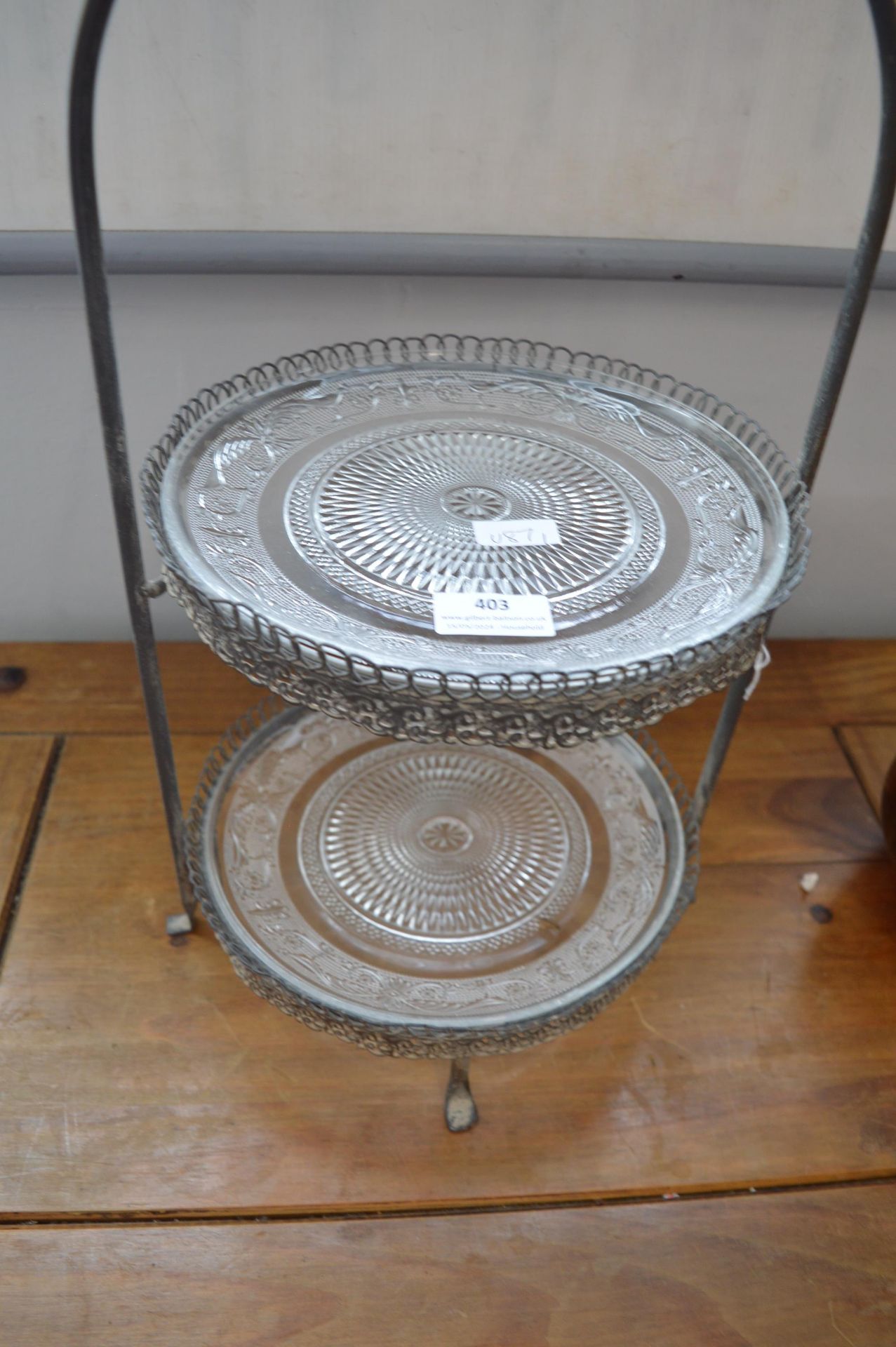 Metal Framed Two Tier Glass Cake Stand - Image 2 of 2