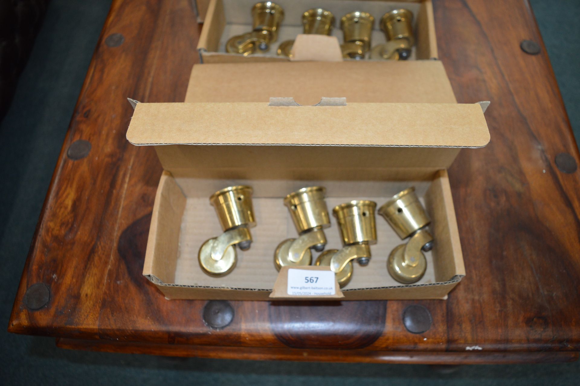 Four Brass Furniture Castors