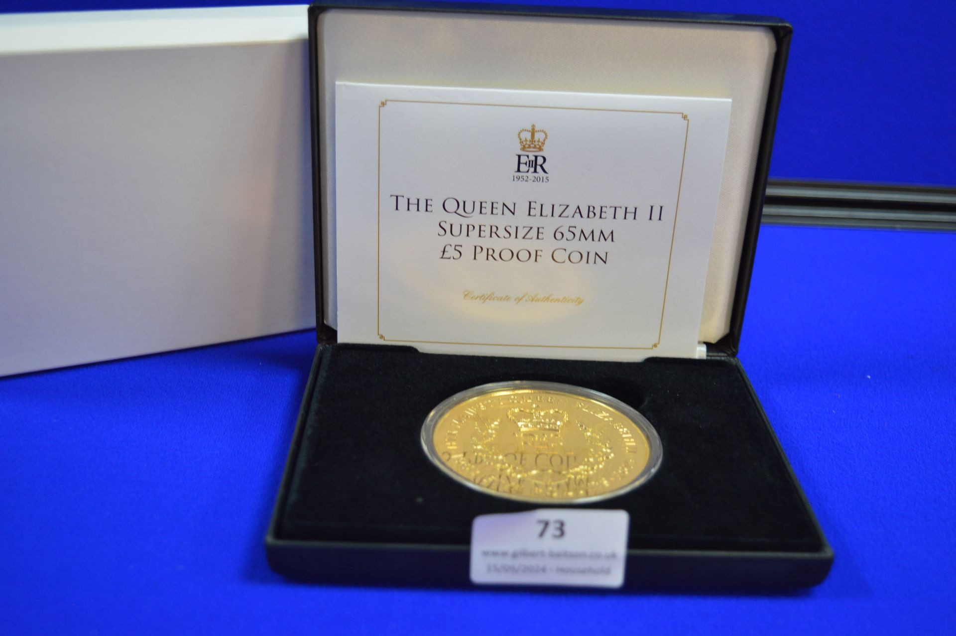 Queen Elizabeth Supersize £5 Proof Coin 24ct Gold Plated - Image 2 of 3