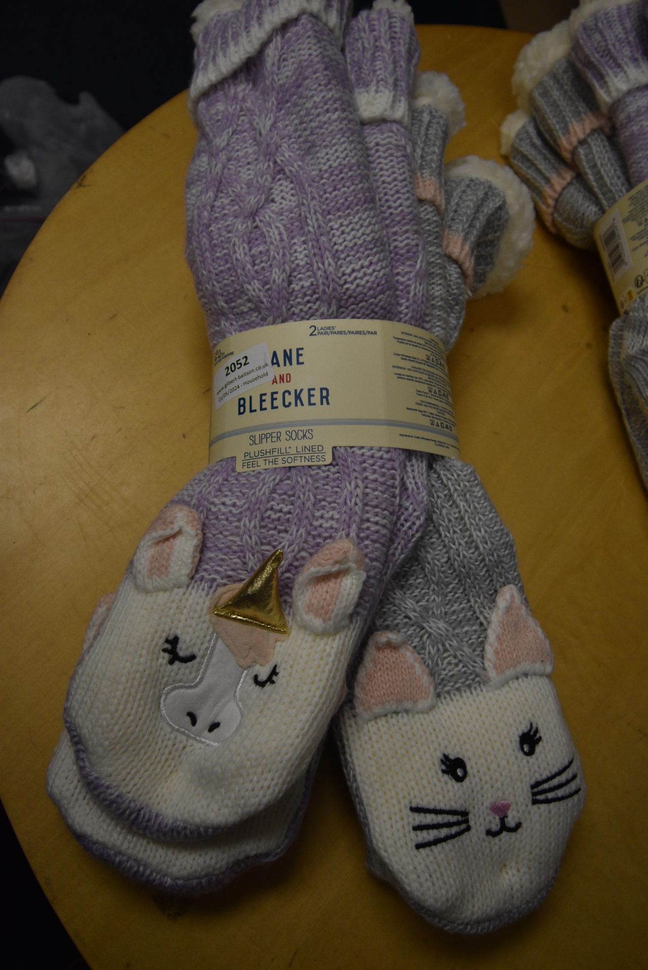 *Two Pairs of Jane & Bleaker Unicorn & Cat Slipper Socks