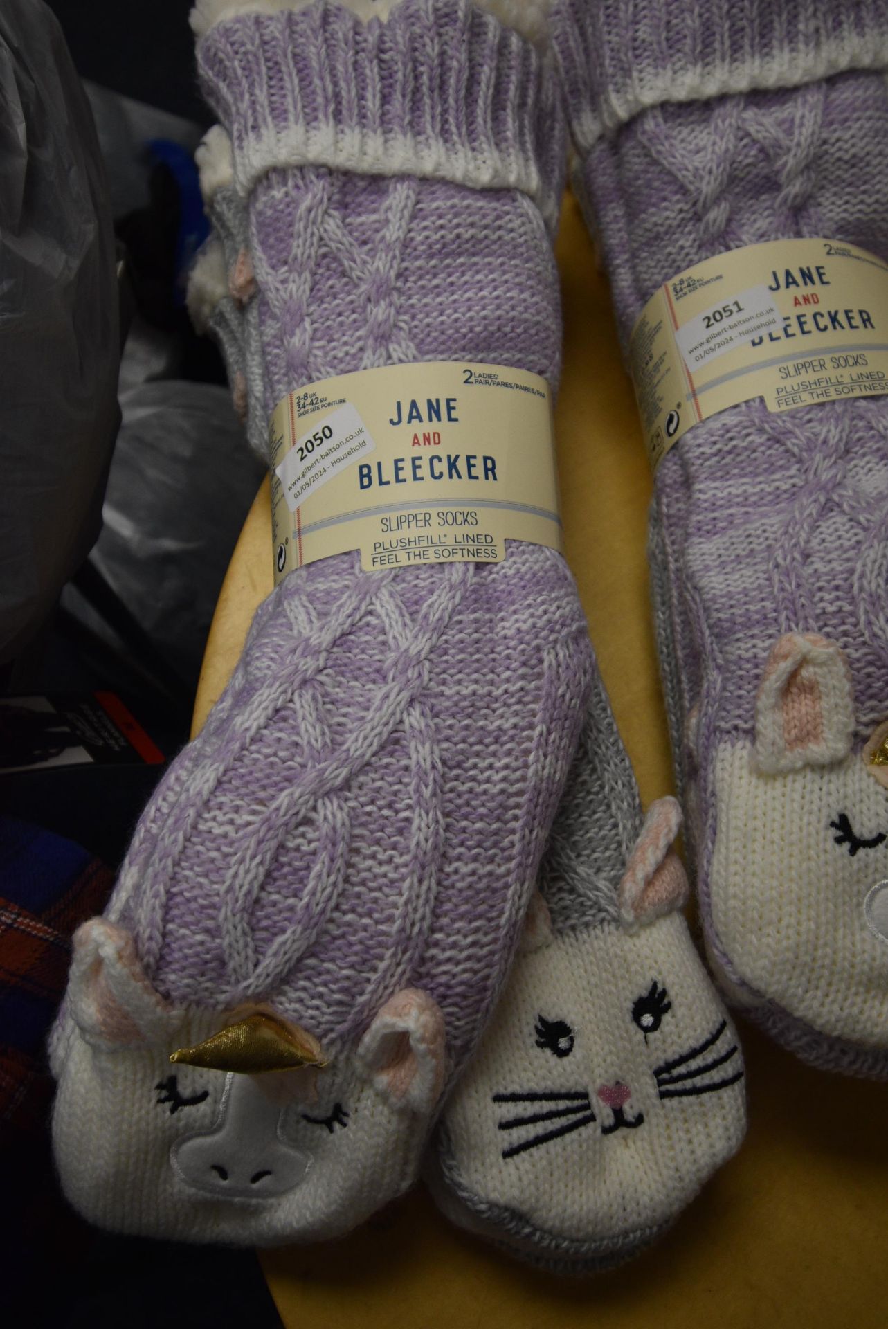 *Two Pairs of Jane & Bleaker Unicorn & Cat Slipper Socks