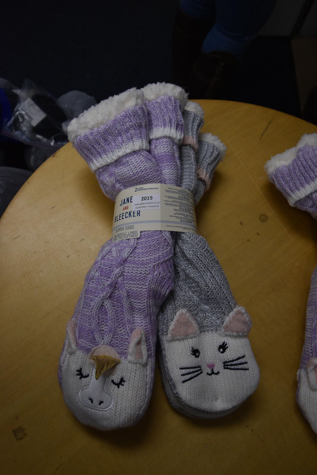 *Two Pairs of Jane & Bleecker Unicorn & Cat Slipper Socks