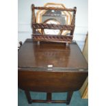 Mahogany Table, Magazine Rack, Clock, and a Mirror